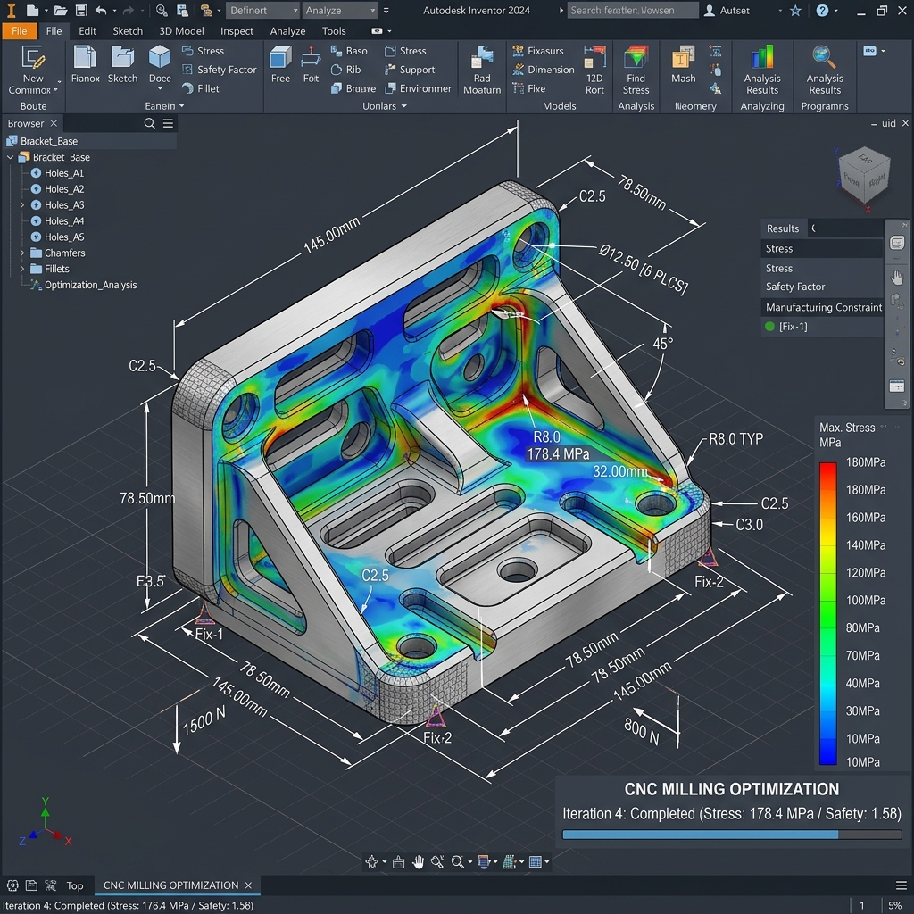Precision CAD modeling showing the difference between sharp corners (unmachinable) and radiused corners (optimized for CNC). - Image 1