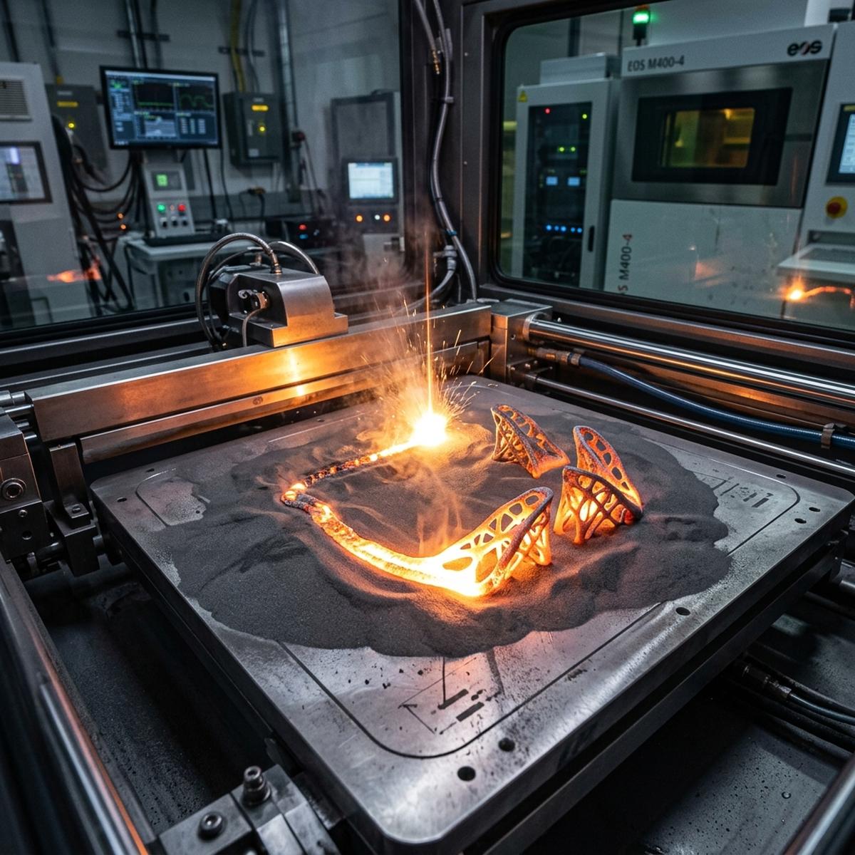Direct Metal Laser Sintering (DMLS) active builds and finished titanium components at ThinkToReality. - Image 1